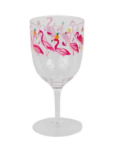John Lewis Sara Miller Flamingo Plastic Picnic Wine Glass, Clear/Pink, 400ml- Buy online at McGrocer