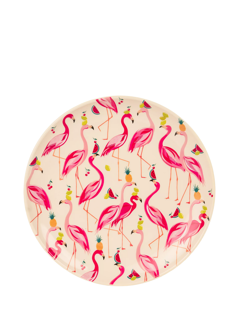 Sara Miller Flamingo plastic picnic dinner plate 25cm, imported from the UK