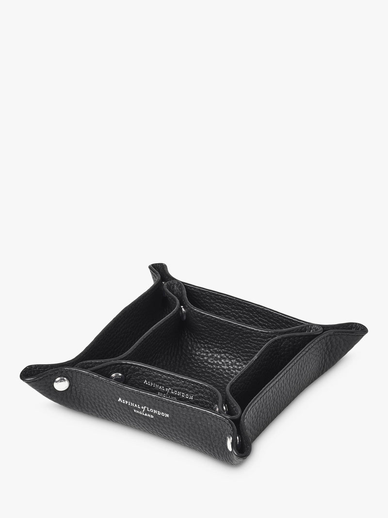 Aspinal of London leather tidy tray medium black, UK version