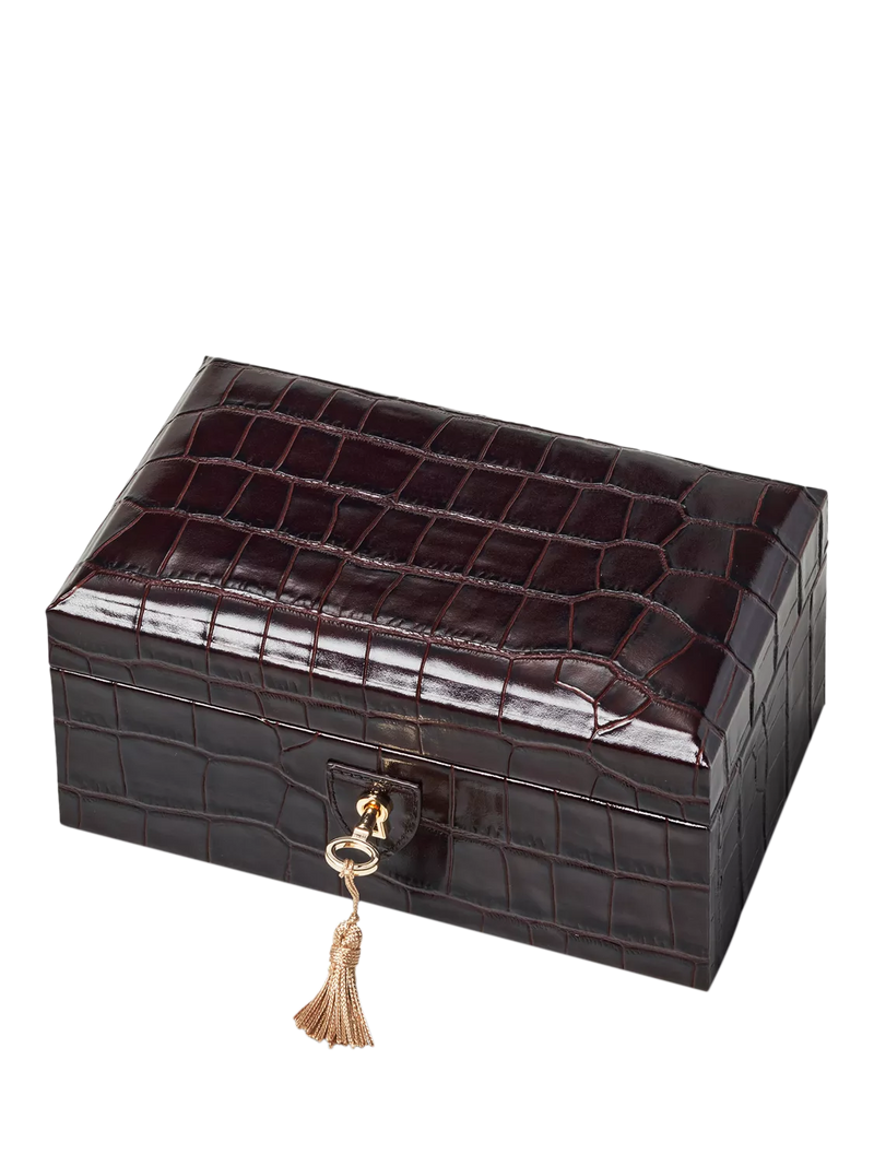 Aspinal of London three-piece leather watch box in Amazon Brown (British brand)