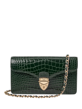 John Lewis Aspinal of London Mayfair Leather Clutch Bag Evergreen- Buy online at McGrocer