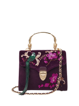 John Lewis Aspinal of London Mayfair Velvet Silk Embroidered Cross Body Bag, Cassis- Buy online at McGrocer