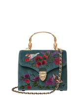 John Lewis Aspinal of London Mayfair Velvet Silk Embroidered Cross Body Bag Peacock- Buy online at McGrocer