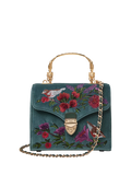 Aspinal of London velvet cross body bag peacock (British brand)