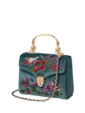 Aspinal of London velvet cross body bag peacock (British brand)