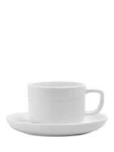 John Lewis OMADA Linea Porcelain Cups & Saucers Set of 4 290ml White- Buy online at McGrocer