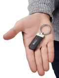 HUGO BOSS black leather keyring with chrome details - British product