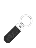 HUGO BOSS black leather keyring with chrome details - British product