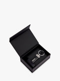HUGO BOSS black leather keyring with chrome details - British product