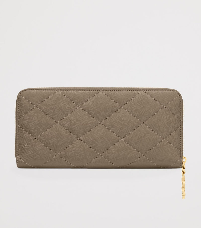 Saint Laurent Matelassé zip-up wallet with YSL monogram (British brand)
