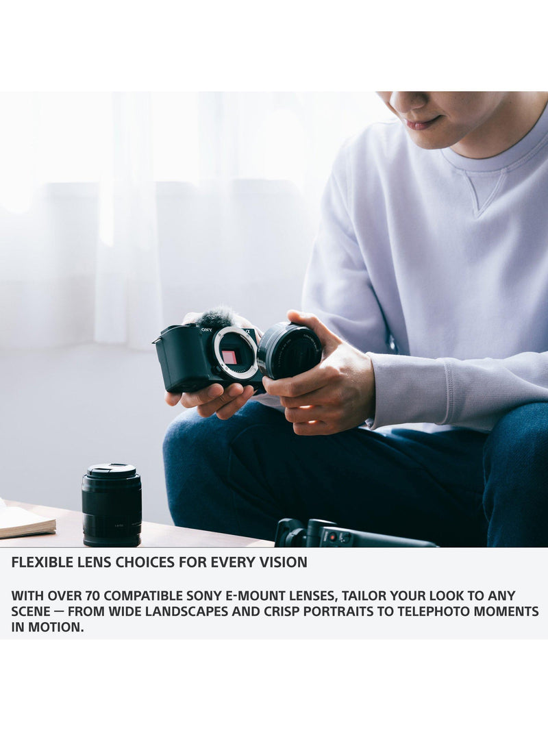 Sony ZV-E10 mirrorless vlogging camera with 16-50mm lens, UK version