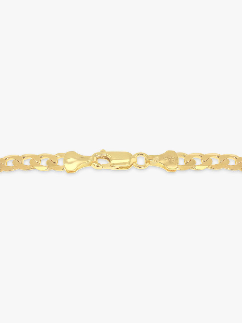 IBB 9ct yellow gold diamond cut curb bracelet 20cm (British brand)