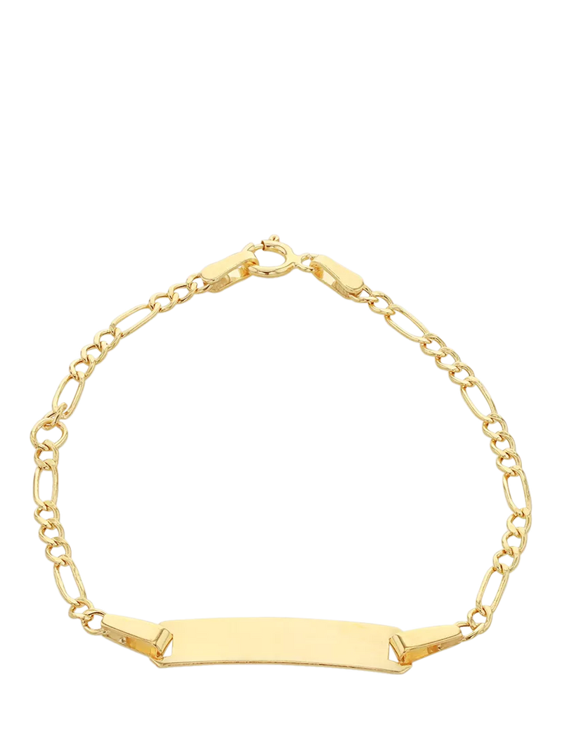IBB Kids' 9ct Yellow Gold Hollow Figaro ID Bracelet
