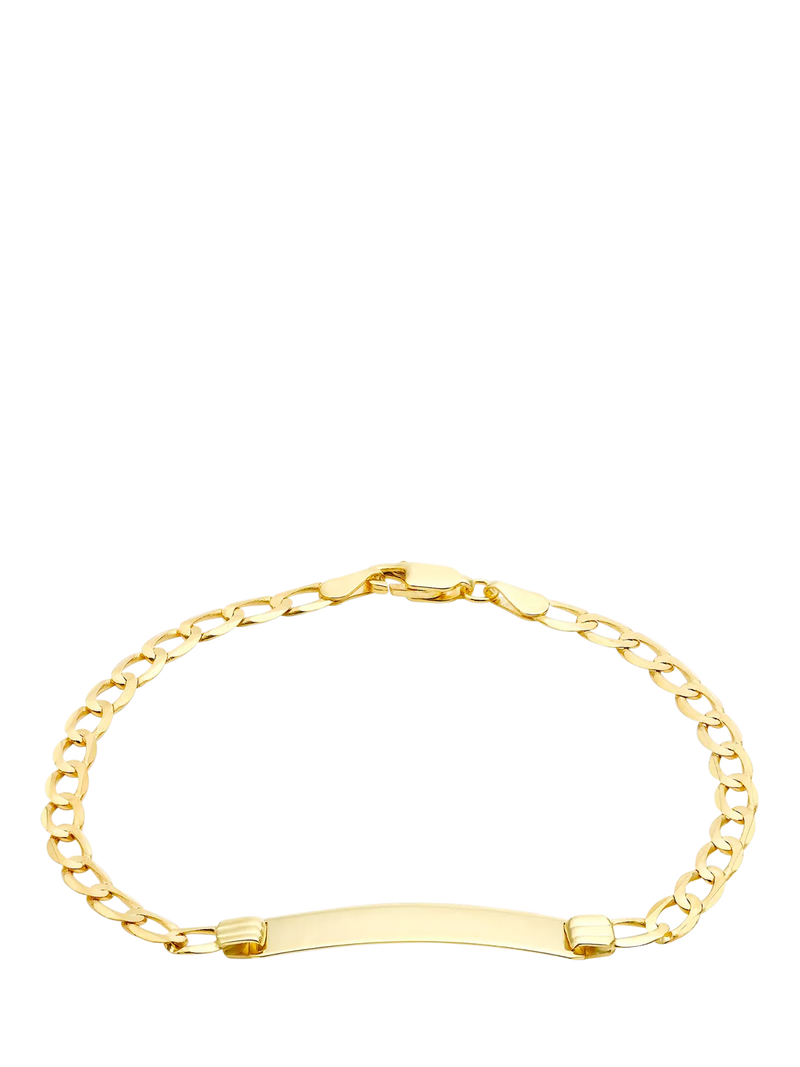IBB 9ct yellow gold flat curb ID bracelet, imported from the UK