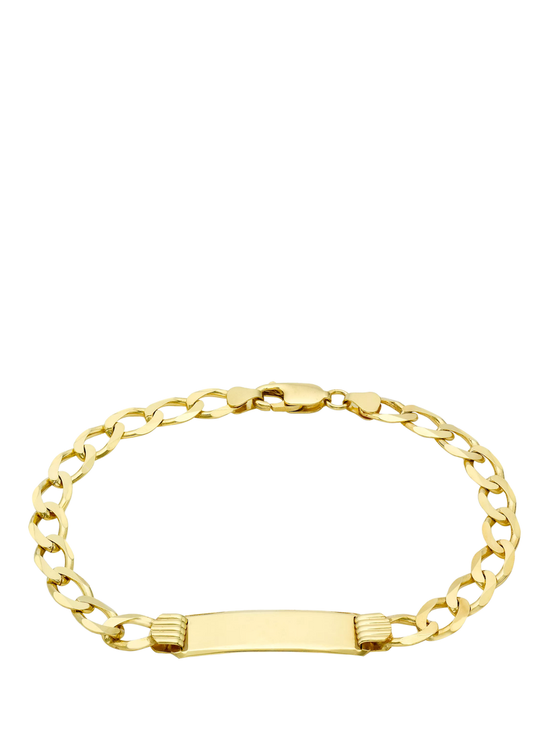 IBB 9ct Yellow Gold Flat Diamond Cut Curb ID Bracelet