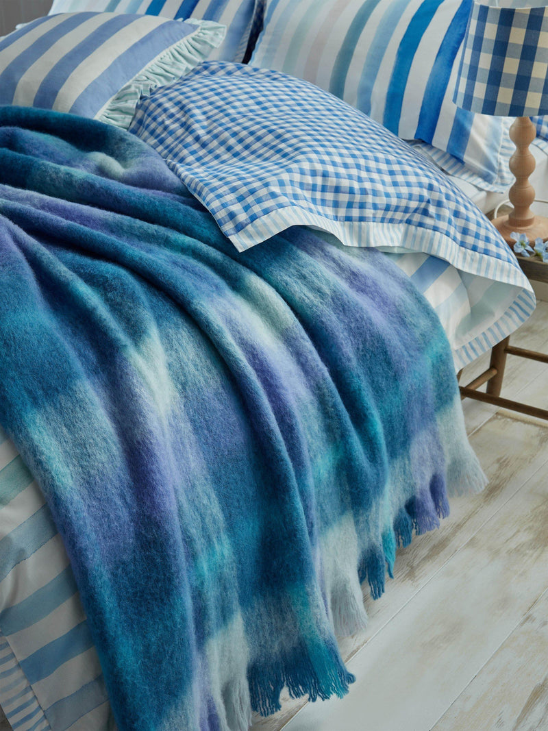 bluebellgray Highland Check throw Sea Blue 130x170cm - British product