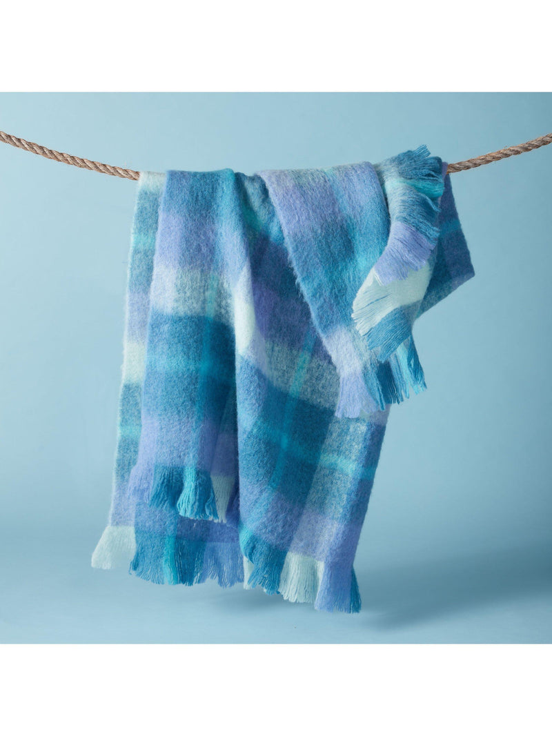 bluebellgray Highland Check throw Sea Blue 130x170cm - British product