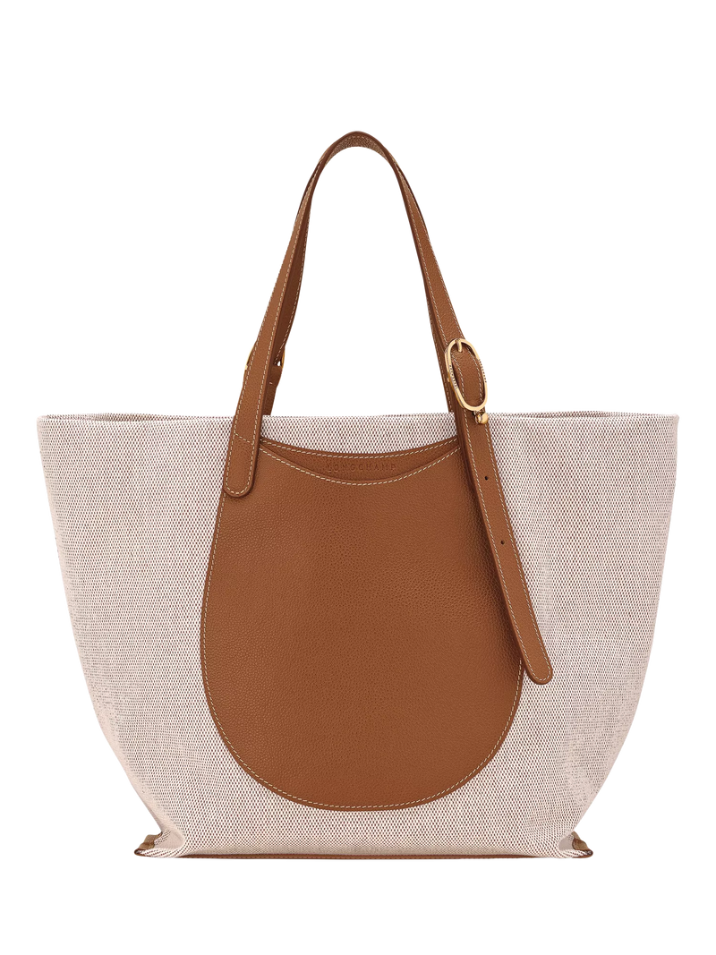 Longchamp Complice XL canvas tote bag in caramel, imported from the UK