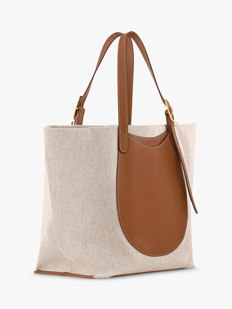 Longchamp Complice XL canvas tote bag in caramel, imported from the UK