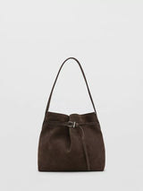 John Lewis Mango Ruira Suede Bucket Bag, Dark Brown- Buy online at McGrocer