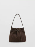 Mango suede bucket bag dark brown (British brand)