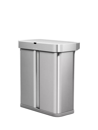 John Lewis Simplehuman Rectangular Voice and Motion Dual Sensor Bin, 58L, Stainless Steel- Buy online at McGrocer