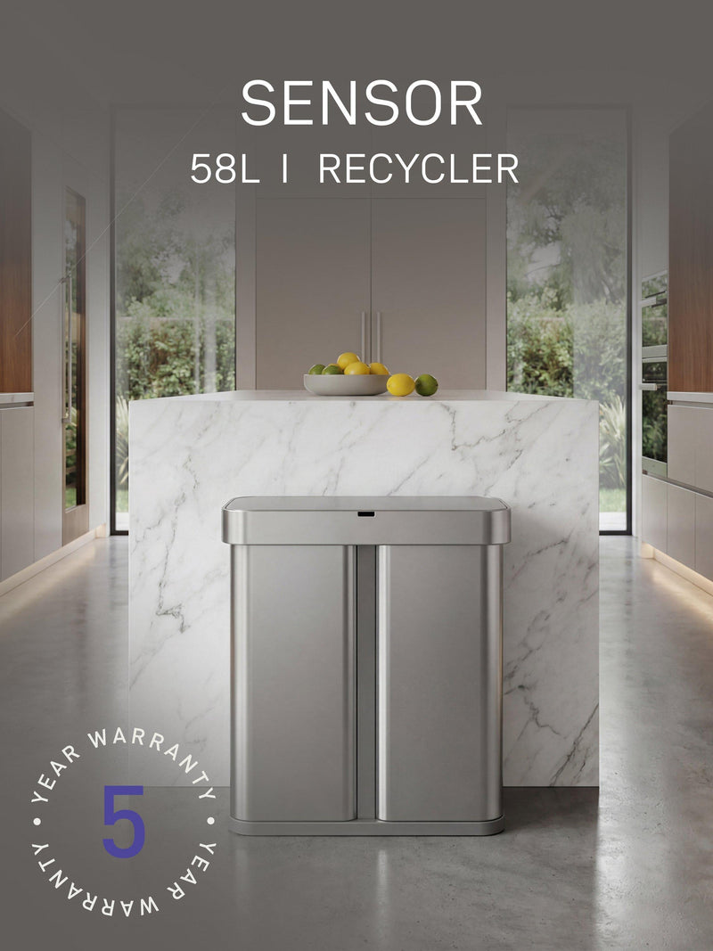 Simplehuman 58L stainless steel sensor bin, UK version
