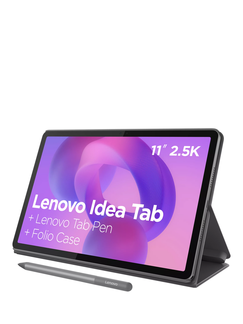 Lenovo IdeaTab Tablet, Android, 8GB RAM, 256GB, 11” 2.5K, with Folio Case & Tab Pen, Grey