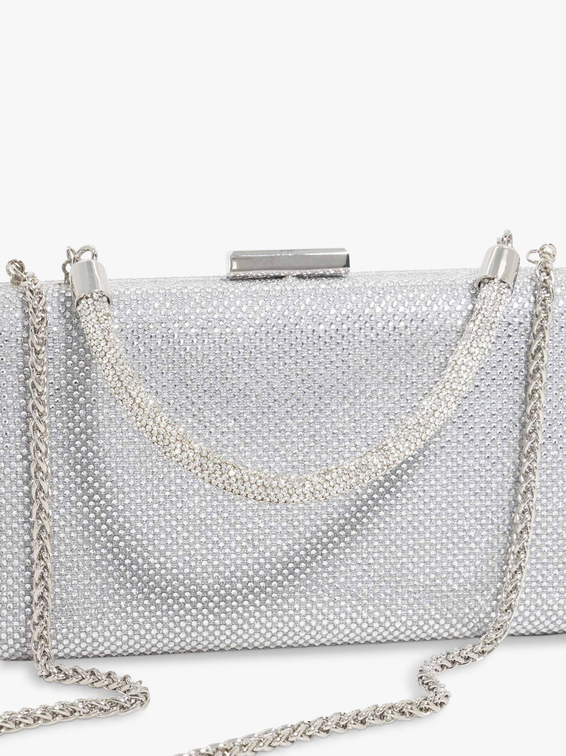 Dune London clutch bag silver floral brocade, UK version