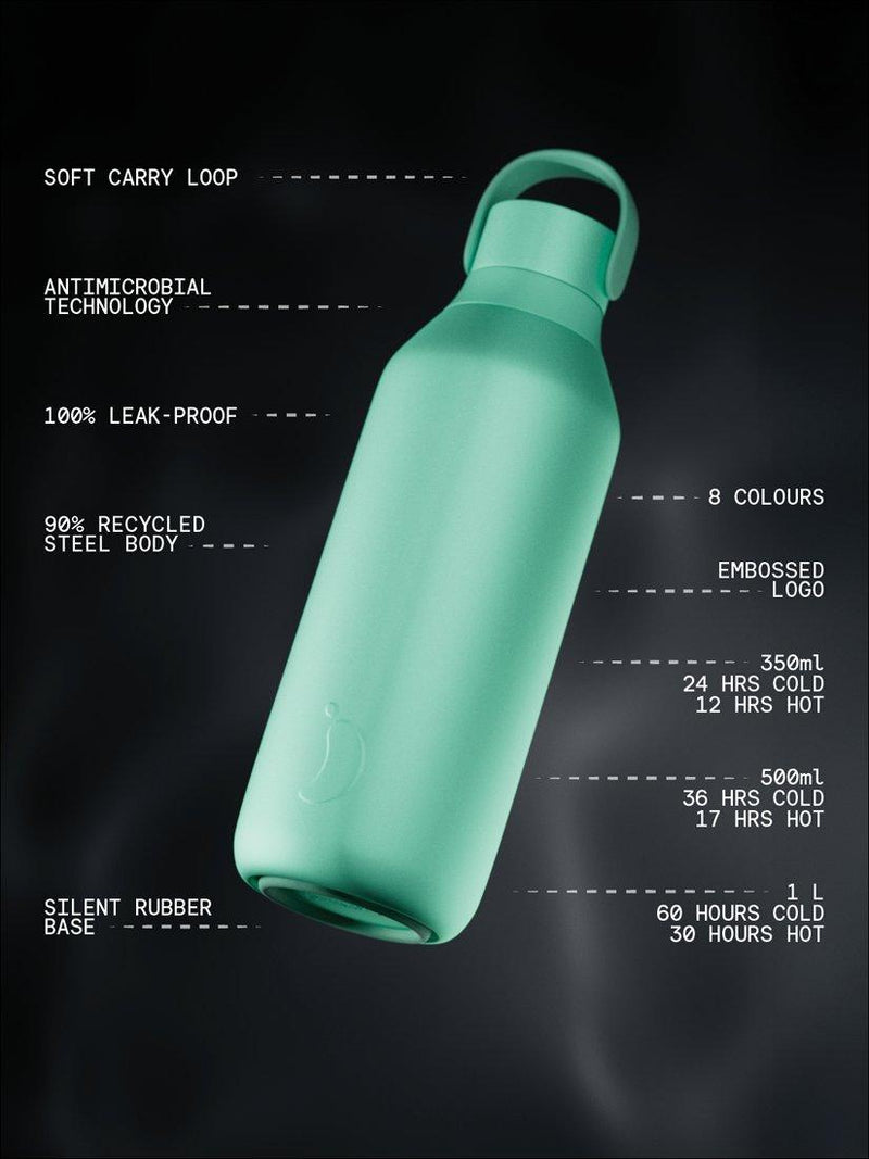 Chilly's Series 3 insulated drinks bottle 500ml Onyx, imported from the UK