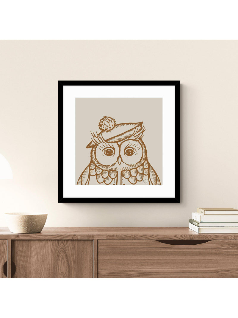 John Lewis framed print 'Elle Owl' 53x53cm, imported from the UK