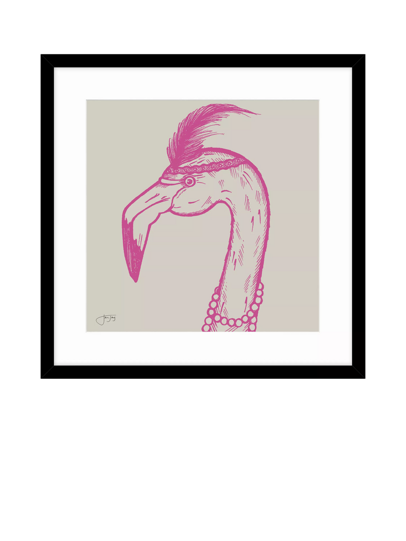 John Lewis Jan Jay flamingo framed print 53cm - British product