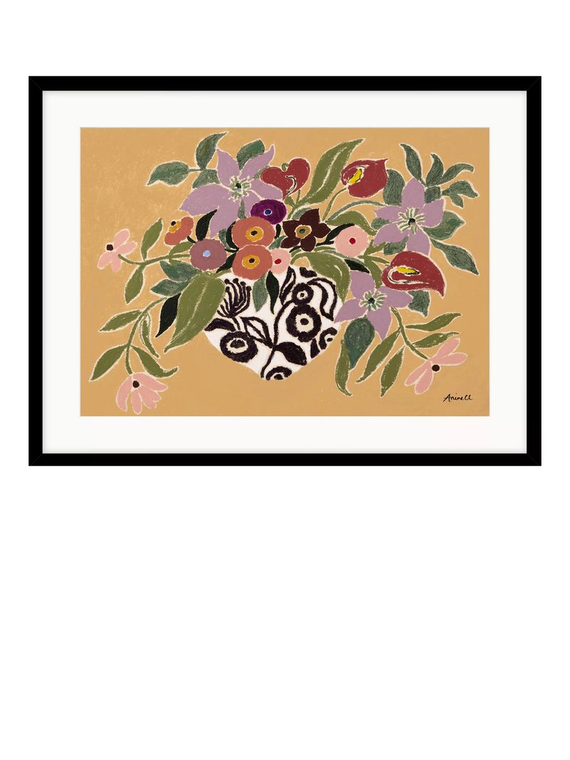 John Lewis La Poire 'Clematis & Callas' Framed Print Caramel/Pink 40cm x 50cm