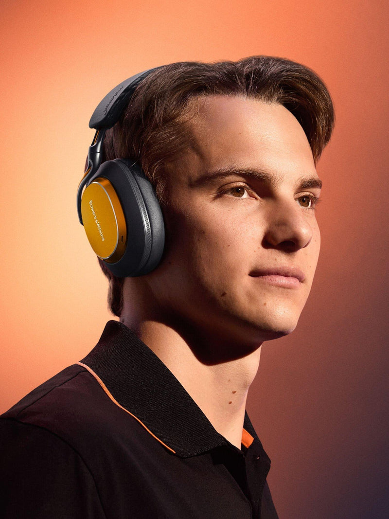 Bowers & Wilkins PX8 S2 McLaren Edition headphones, imported from the UK