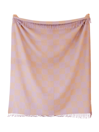 John Lewis TBCo Fringed Recycled Wool Mix Blanket Lilac 200 x 150cm- Buy online at McGrocer