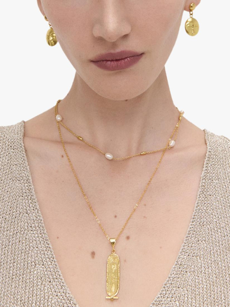 Ottoman Hands pearl and chain necklace 50cm (British brand)