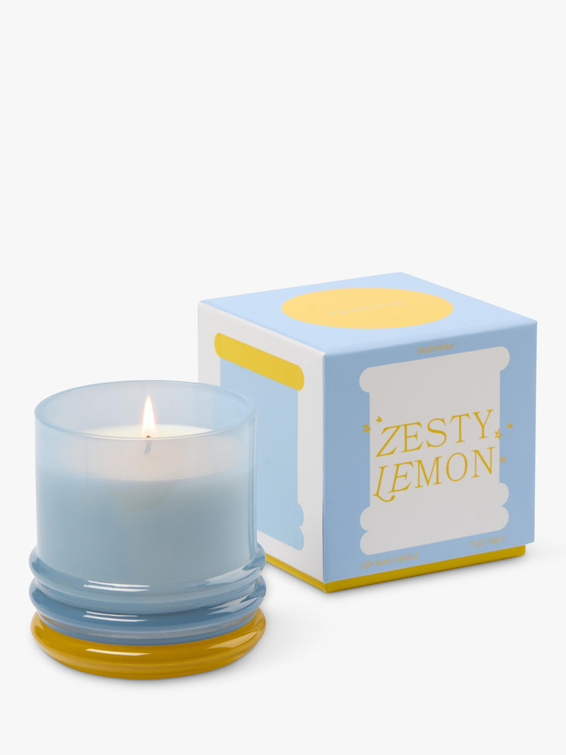 Paddywax lemon scented stacked glass candle 655g - British product