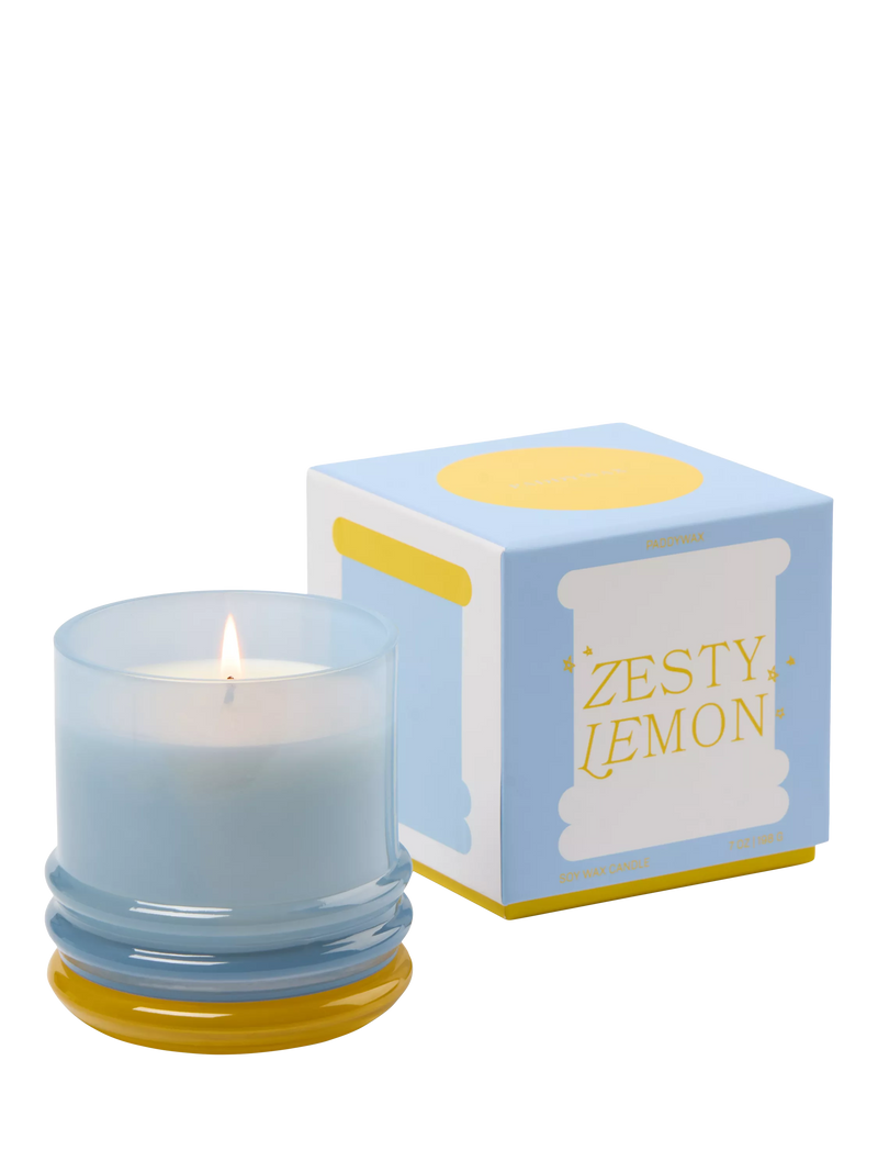 Paddywax lemon scented stacked glass candle 655g - British product