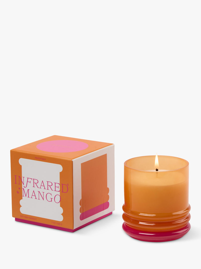 Paddywax stacked glass mango scented candle 198g, imported from the UK