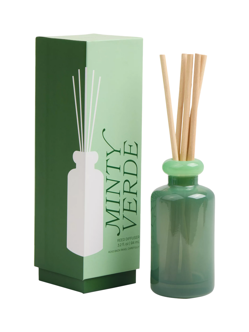 Paddywax mint reed diffuser 94ml stacked glass, imported from the UK