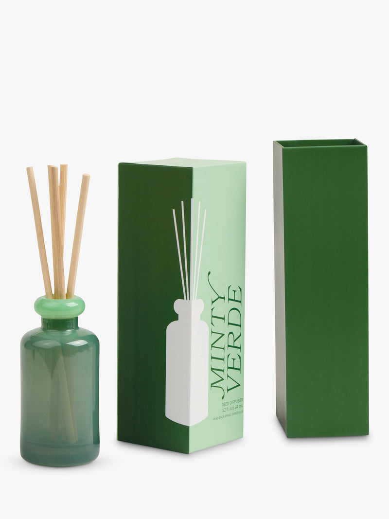 Paddywax mint reed diffuser 94ml stacked glass, imported from the UK