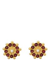 John Lewis Ottoman Hands Marigold Garnet and Pearl Beaded Flower Stud Earrings, Gold- Buy online at McGrocer