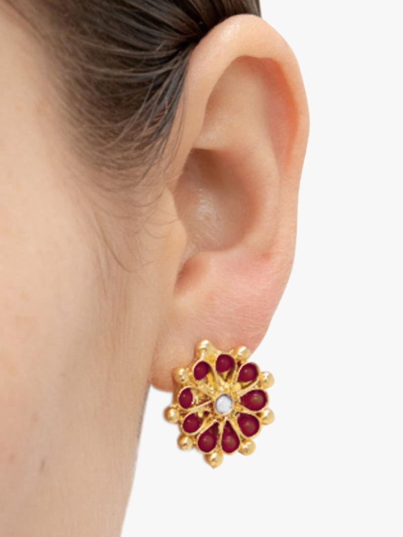 Ottoman Hands garnet pearl stud earrings, imported from the UK