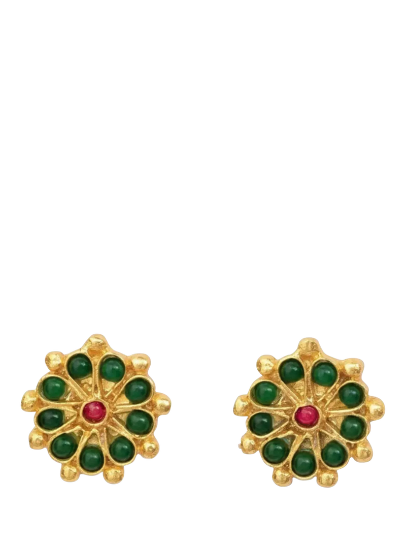 Ottoman Hands Marigold green agate beaded earrings gold (British brand)