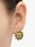 Ottoman Hands Marigold green agate beaded earrings gold (British brand)
