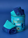 Gentlemen's Hardware football socks in a tin, imported from the UK