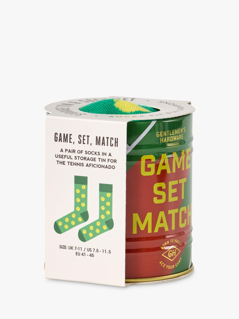 Gentlemen's Hardware tennis socks in a storage tin, UK version