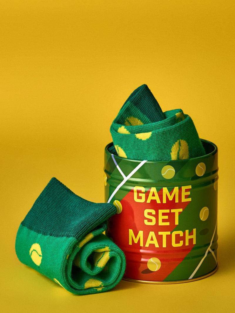 Gentlemen's Hardware tennis socks in a storage tin, UK version