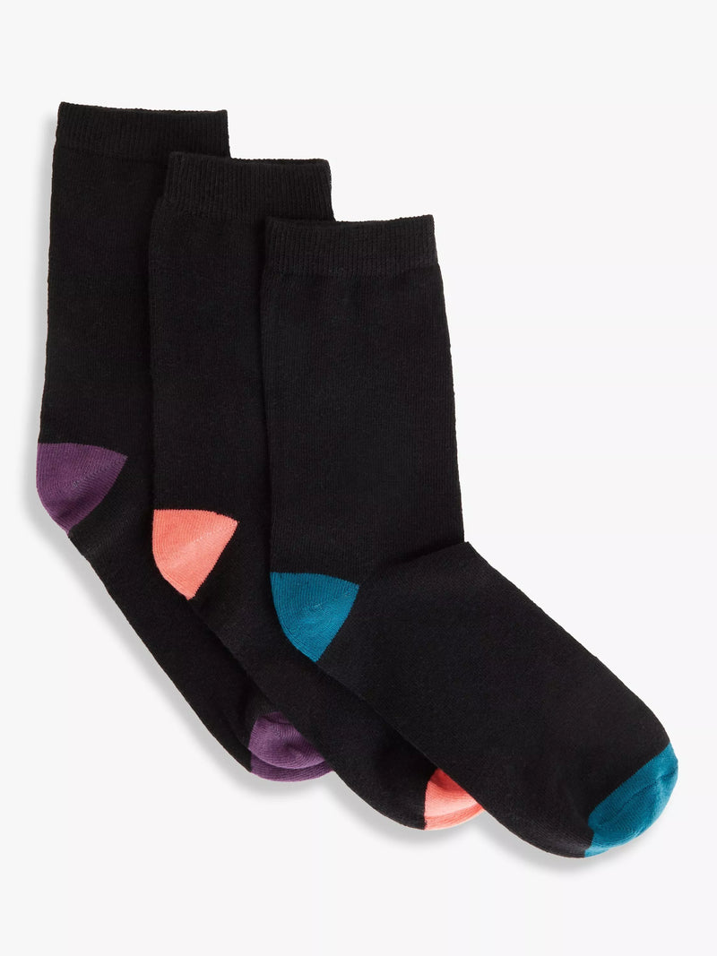 John Lewis organic cotton socks pack of 3 black (British brand)