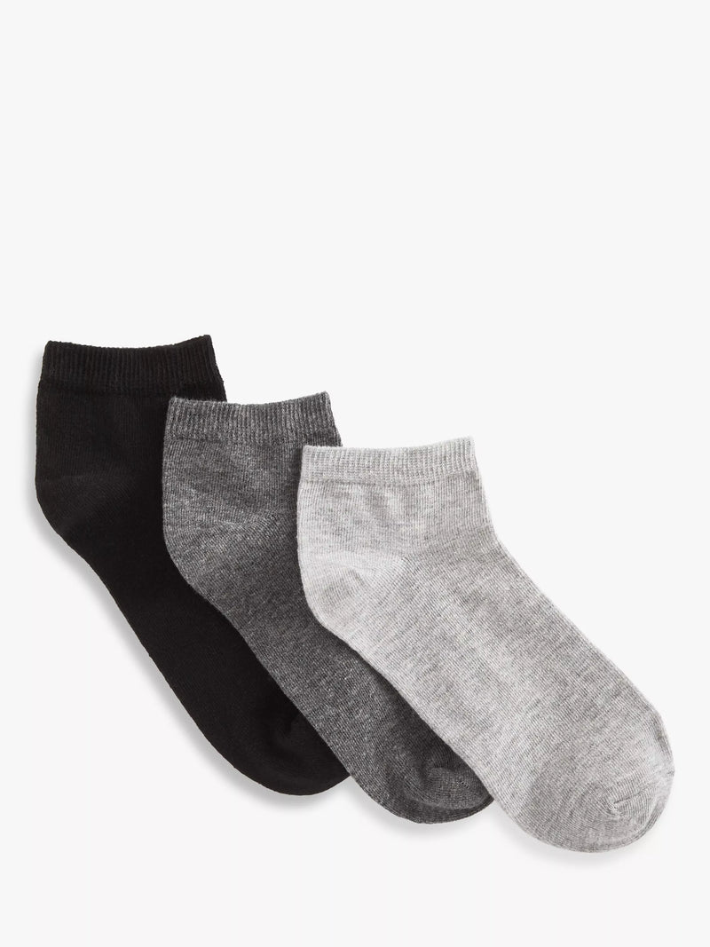 John Lewis trainer socks pack of 3 mono multi (British brand)